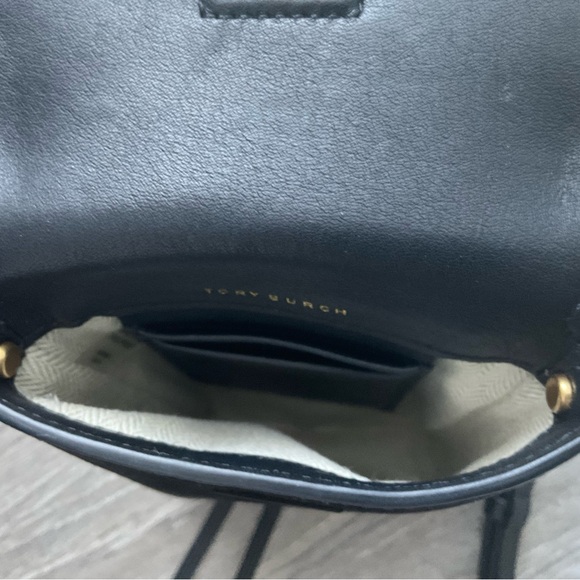 TORY BURCH Rare Miller Phone Crossbody With Tassel Black Leather/Velvet - Picture 6 of 7